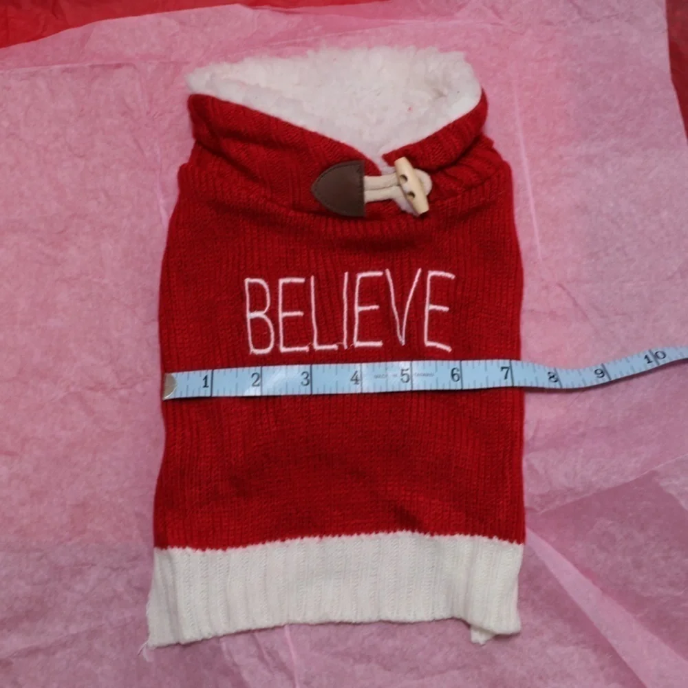 🅽🅴🆆 Xmas Christmas BELIEVE dog sweater for teacup toy small breed dogs, XS